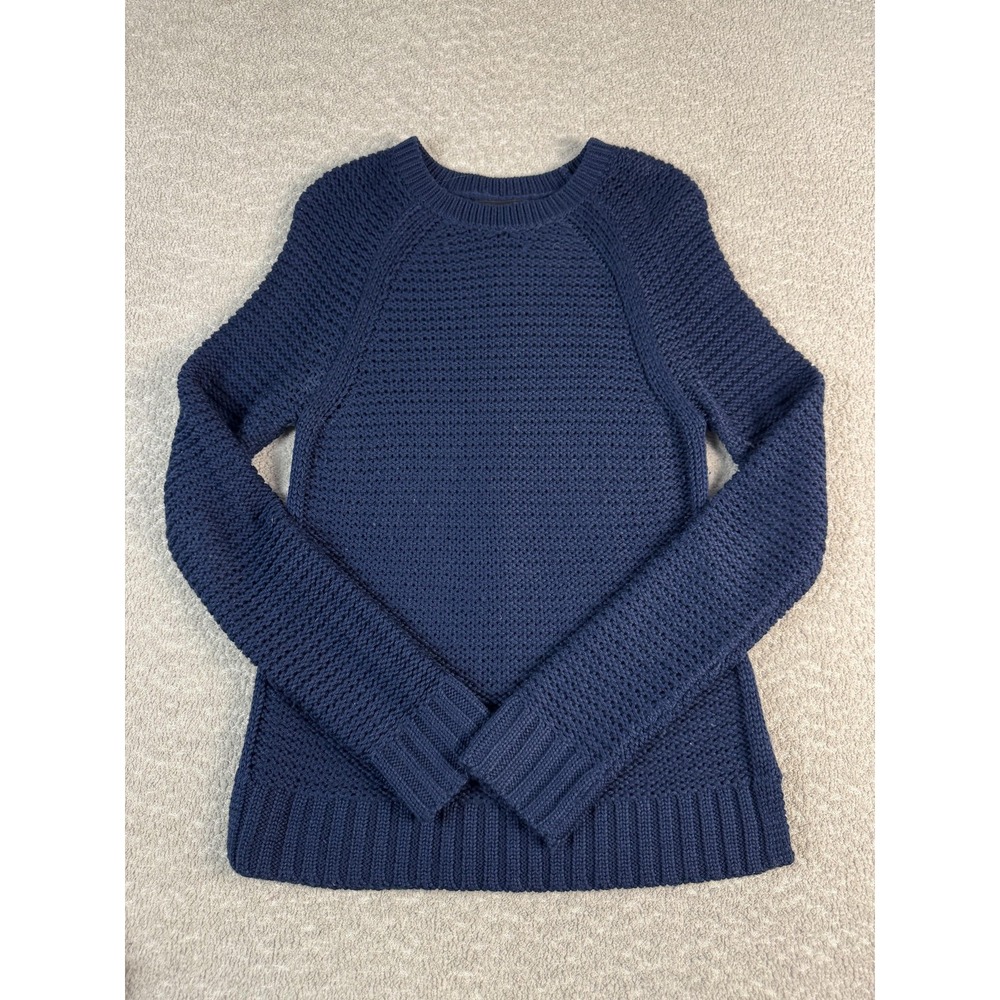 Banana Republic Sweater Womens Small Blue Wool Blend Raglan Crewneck Pullover